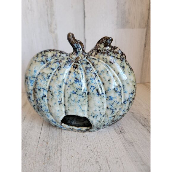 Ceramic pumpkin speckled key light candle Halloween home decor prop figure - Picture 5 of 7